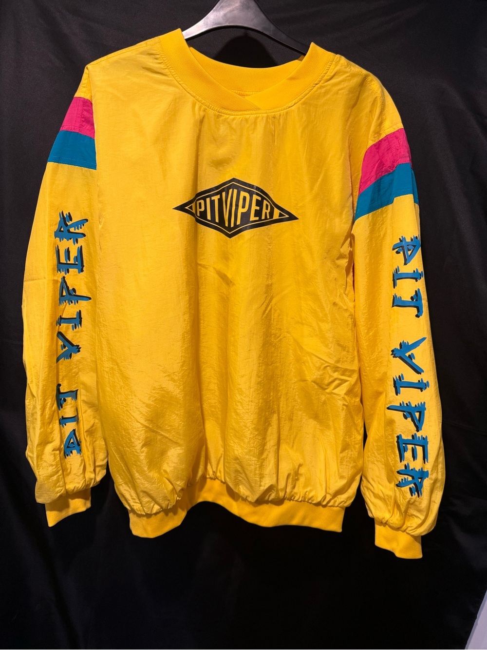 Pit Viper Yellow Pullover with Pink & Teal Sleeve Accents